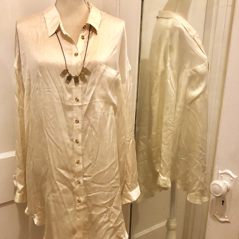 Maeve for Anthropologie XL Cream 100% Silk Tunic